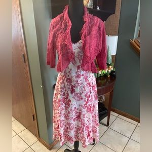 Pink and white floral dress size 12p